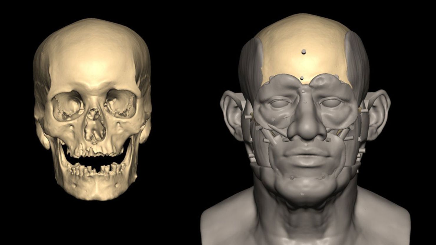 A facial reconstruction was made using a 3D scan of the Egyptian man's skull.
