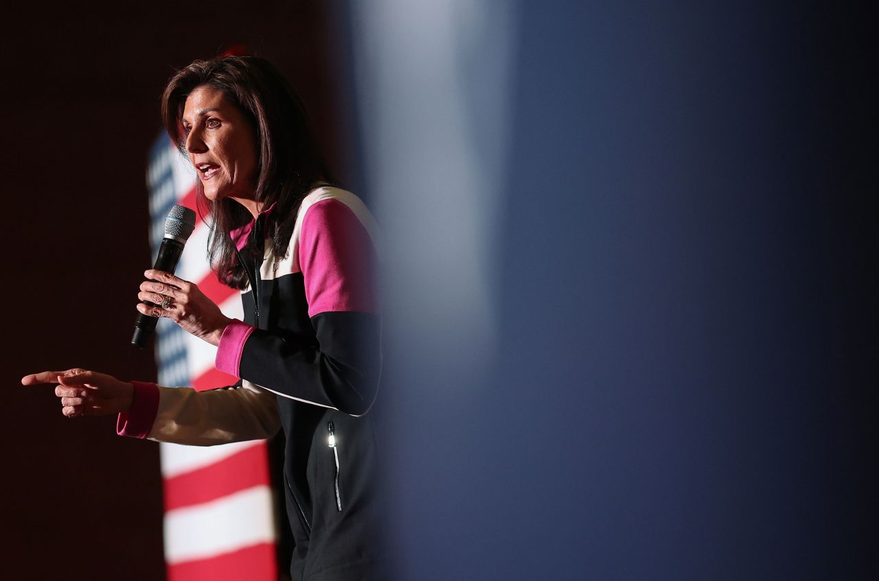 Nikki Haley speaks during a campaign event in Grand Rapids, Michigan, on Monday.