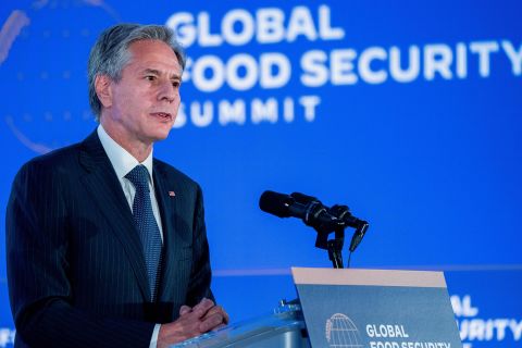US Secretary of State Antony Blinken delivers remarks at the Ministerial Meeting on Food Security during the 77th United Nations General Assembly on Tuesday.