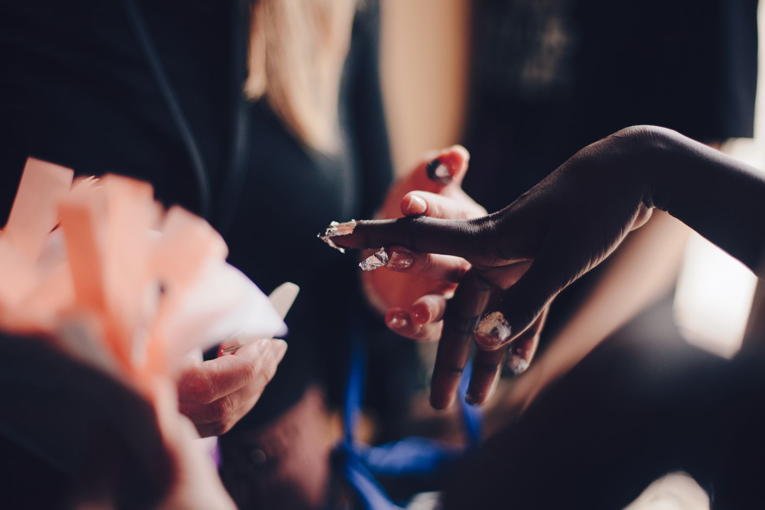 Backstage beauty at Thom Browne.
