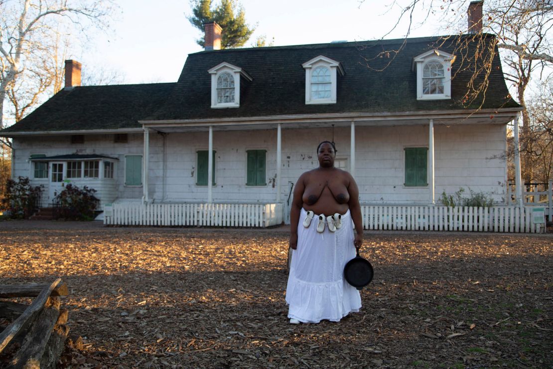 If someone were to be concerned with the nudity in her work, they “have a problem with the Black female form,” Faustine told CNN. "(They) have a problem with women’s autonomy, celebrating the Black body, and seeing that depicted in art.” Pictured above, Faustine's 2016 photo "Isabelle, Lefferts House, Brooklyn (Self-Portrait)" taken outside the Lefferts Historic House museum in Prospect Park, Brooklyn.