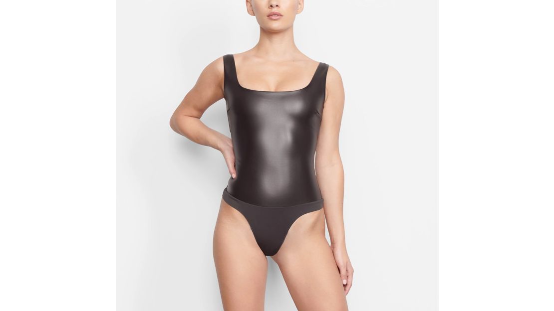 Faux Leather Scoop Bodysuit