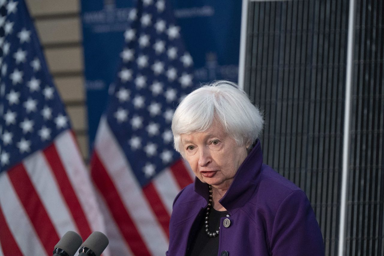 US Treasury Secretary Janet Yellen speaks at Wake Tech Community College East Campus on September 5 in Wendell, North Carolina. 