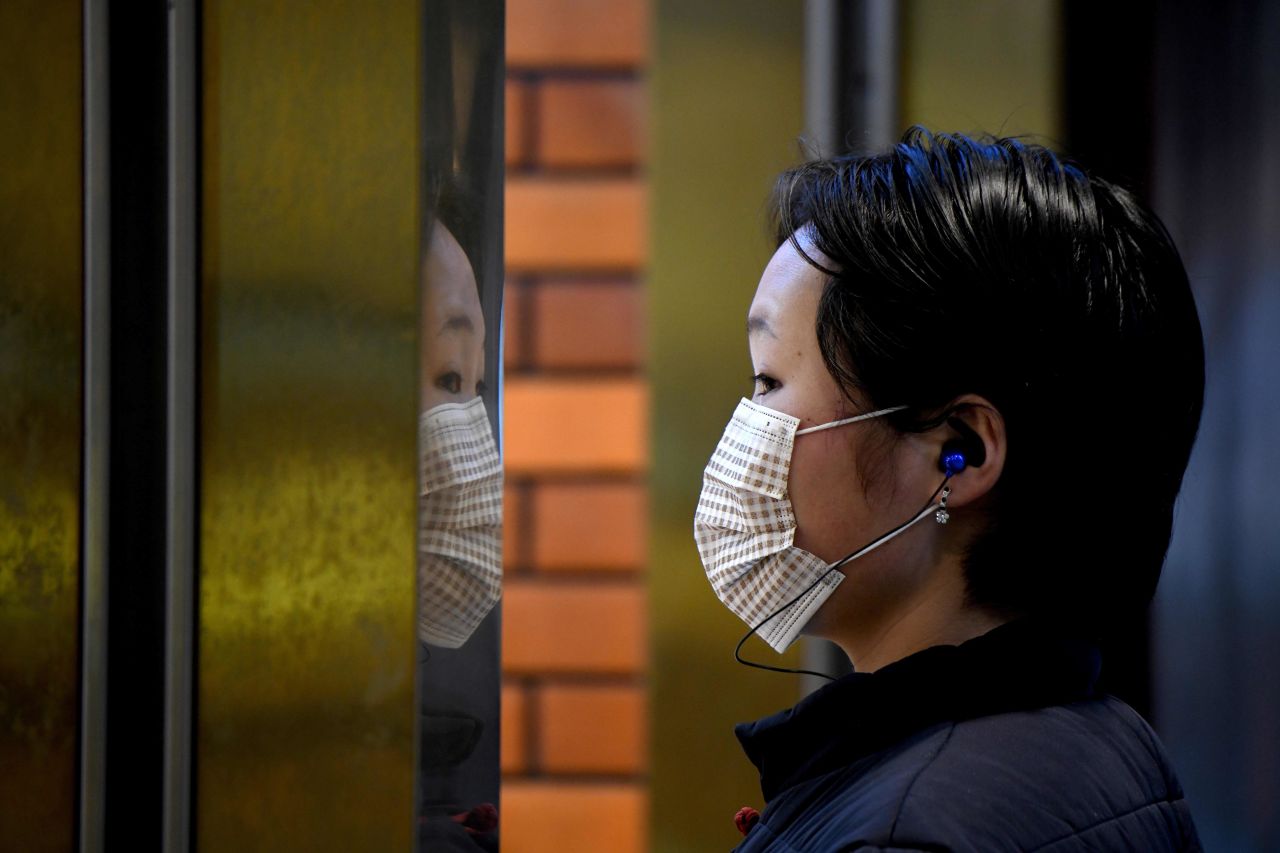 A woman wearing a face mask in Shanghai on February 6, 2020.