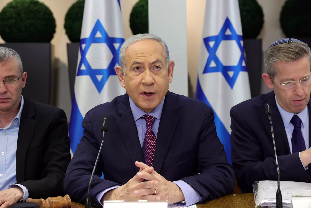 Israeli Prime Minister Benjamin Netanyahu chairs a meeting in Tel Aviv, Israel, on December 31. 