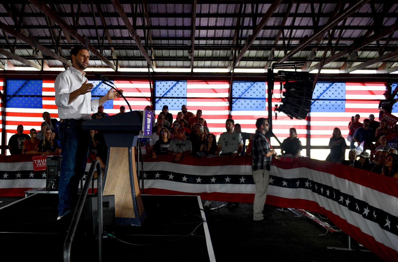 Sen. JD Vance speaks during a campaign rally in Leesport, Pennsylvania, on September 21.