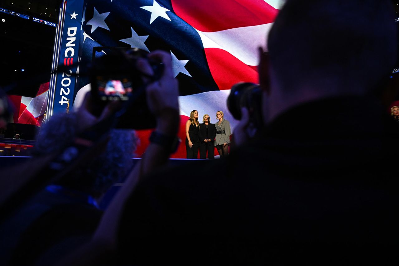 The Chicks perform the National Anthem during the Democratic National Convention in Chicago on August 22. 