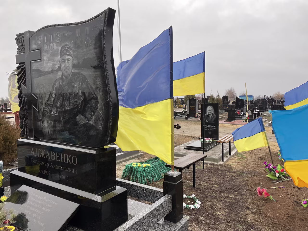 Plot 21, at the ‘Small Crimea’ cemetery in Mariupol, is a plot for fall soldiers. Flags mark their resting places. 