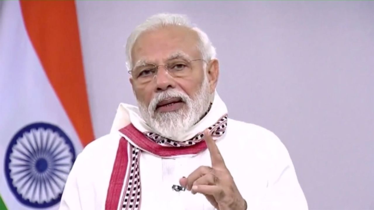 India's Prime Minister Narendra Modi addresses the nation in a pre-recorded message on Tuesday.