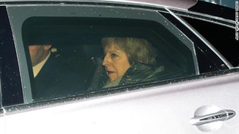  British Prime Minister Theresa May leaves Downing Street on March 12, 2019.