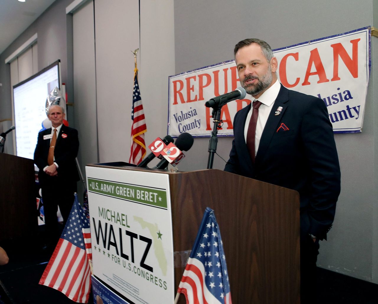 Cory Mills speaks during an event in Daytona Beach, Florida, in August.