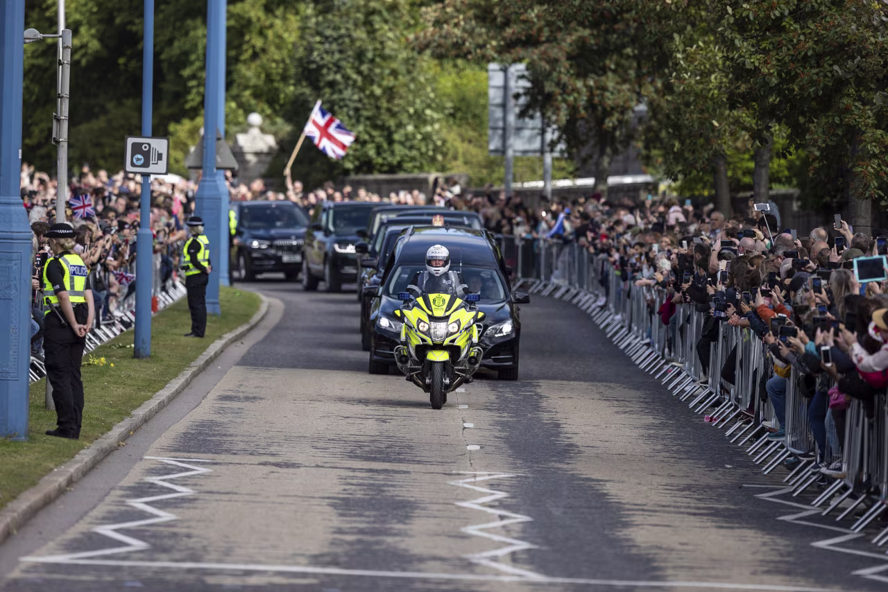 The Royal cortege passes through Aberdeen, Scotland, Sunday, September 11, 2022.