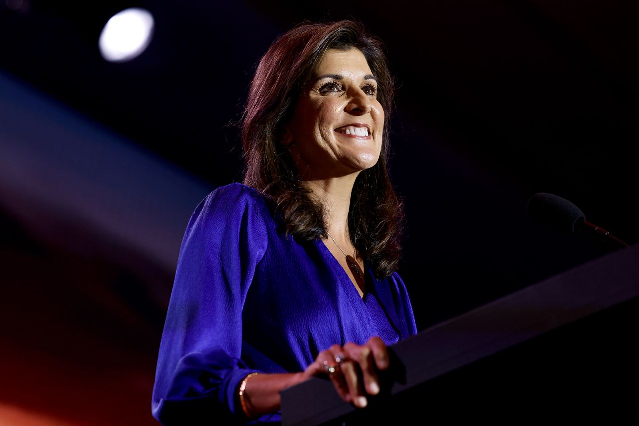 Republican presidential candidate Nikki Haley delivers remarks on July 17, in Arlington, Virginia. 