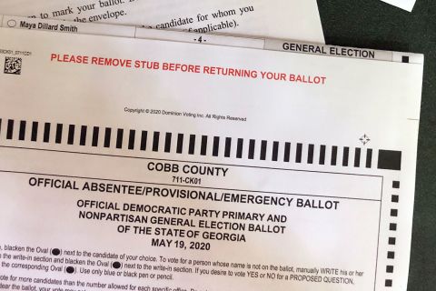 An absentee ballot for Cobb County, Georgia.