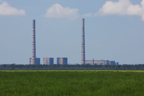 A view shows the Zaporizhzhia power plant on August 4.