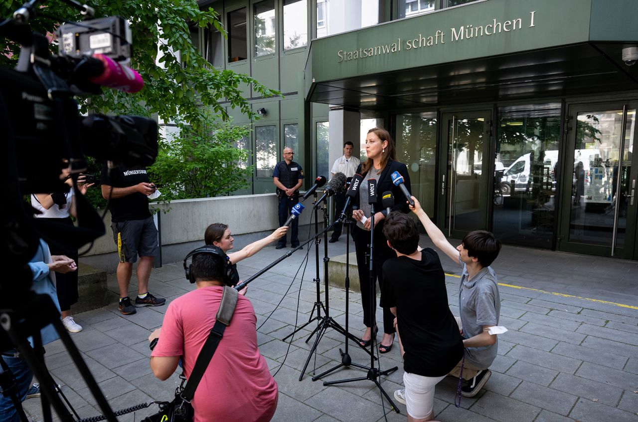 Anne Leiding, press spokesperson for the Munich I Public Prosecutor's Office, gives a press statement in Munich, Germany. To enforce sanctions over?Russia's war of aggression against Ukraine, the Munich I public prosecutor's office has seized three apartments and a bank account belonging to?Russians.
