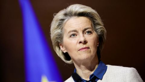 European Commission President Ursula von der Leyen attends a news conference in Versailles, near Paris, in this photo from March 11.
