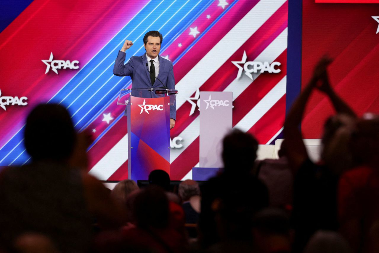 Rep. Matt Gaetz speaks at the Conservative Political Action Conference in Dallas on August 6. 