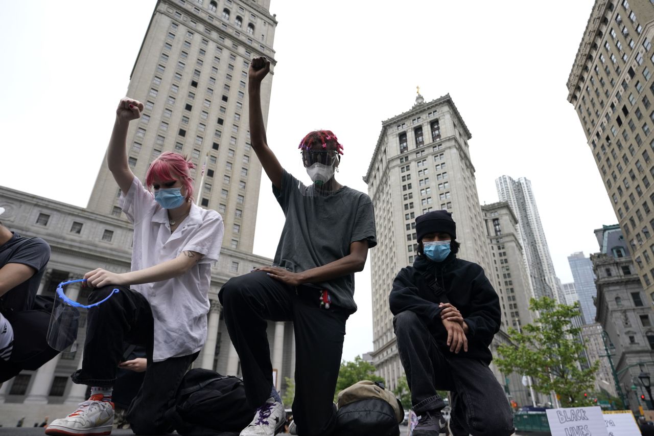 Protesters demonstrate on June 2 during a "Black Lives Matter" protest in New York City.