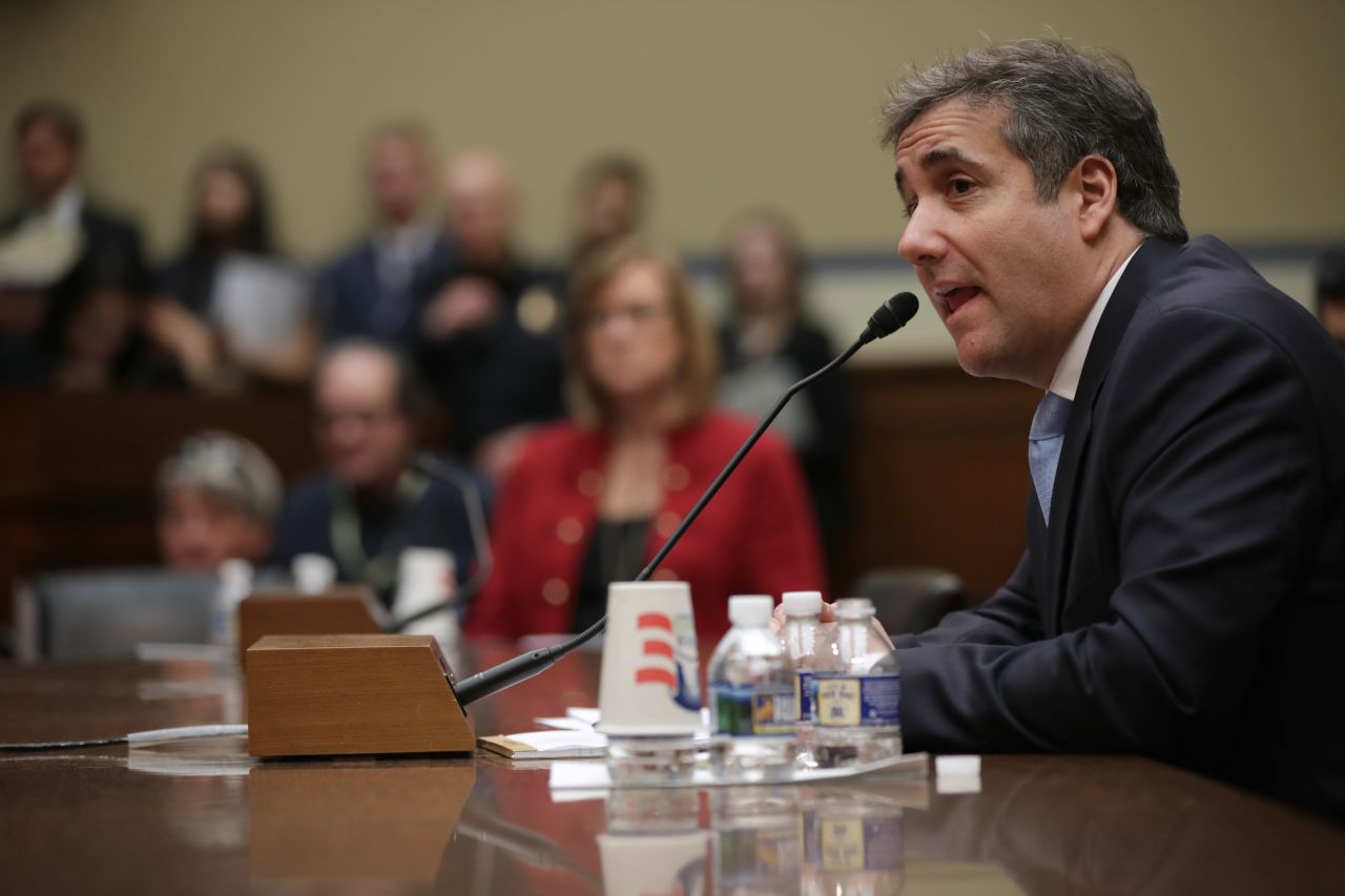 Michael Cohen testifies before the House Oversight Committee on Capitol Hill on February 27 in Washington, DC.