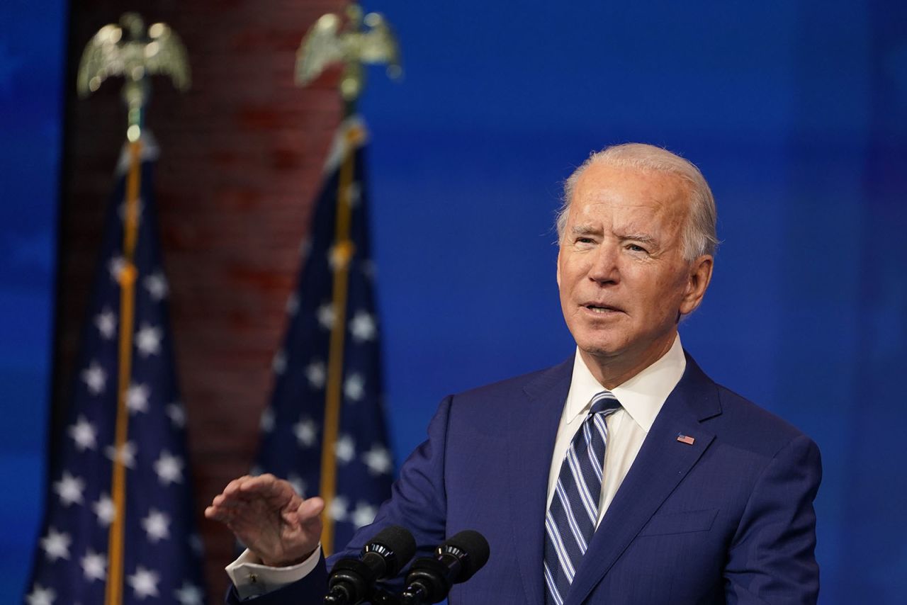 President-elect Joe Biden speaks during an event to announce his choice of retired Army Gen. Lloyd Austin to be secretary of defense, at The Queen theater in Wilmington, Delaware, on Wednesday, December 9.