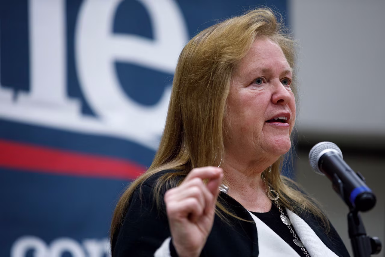 Jane Sanders speaks during a campaign event in Creston, Iowa, on January 31.