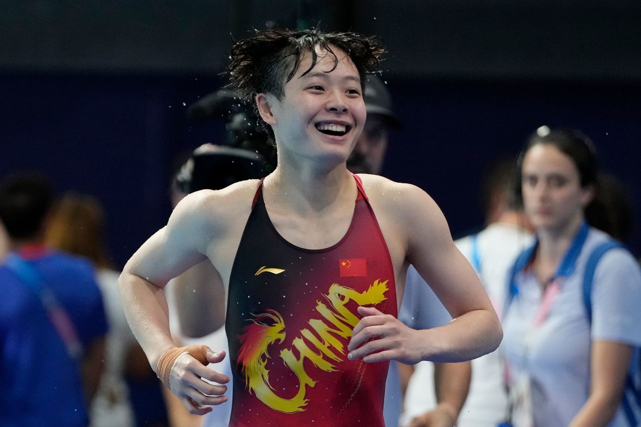 China's Chen Yiwen smiles after the women's 3m springboard diving final on Friday.