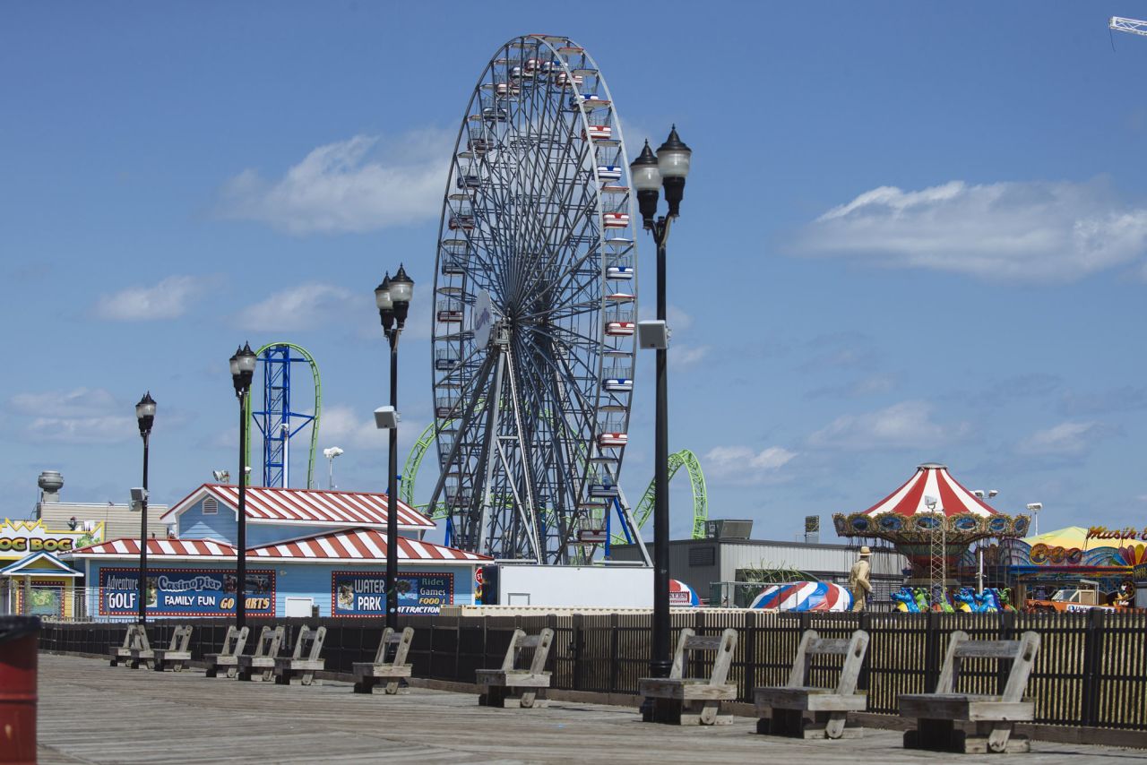 Rides sit idle at the Casino Pier amusement park in Seaside Heights, New Jersey, on April 22.