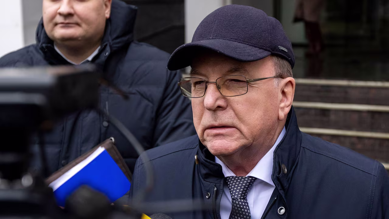 Russian ambassador to Moldova Oleg Vasnetsov speaks to media in Chisinau, Moldova, in November 2022. 