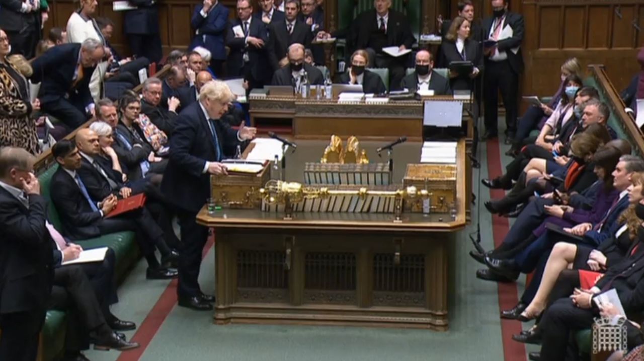 Prime Minister Boris Johnson speaks during Prime Minister's Questions in the House of Commons, London, on February 23. 