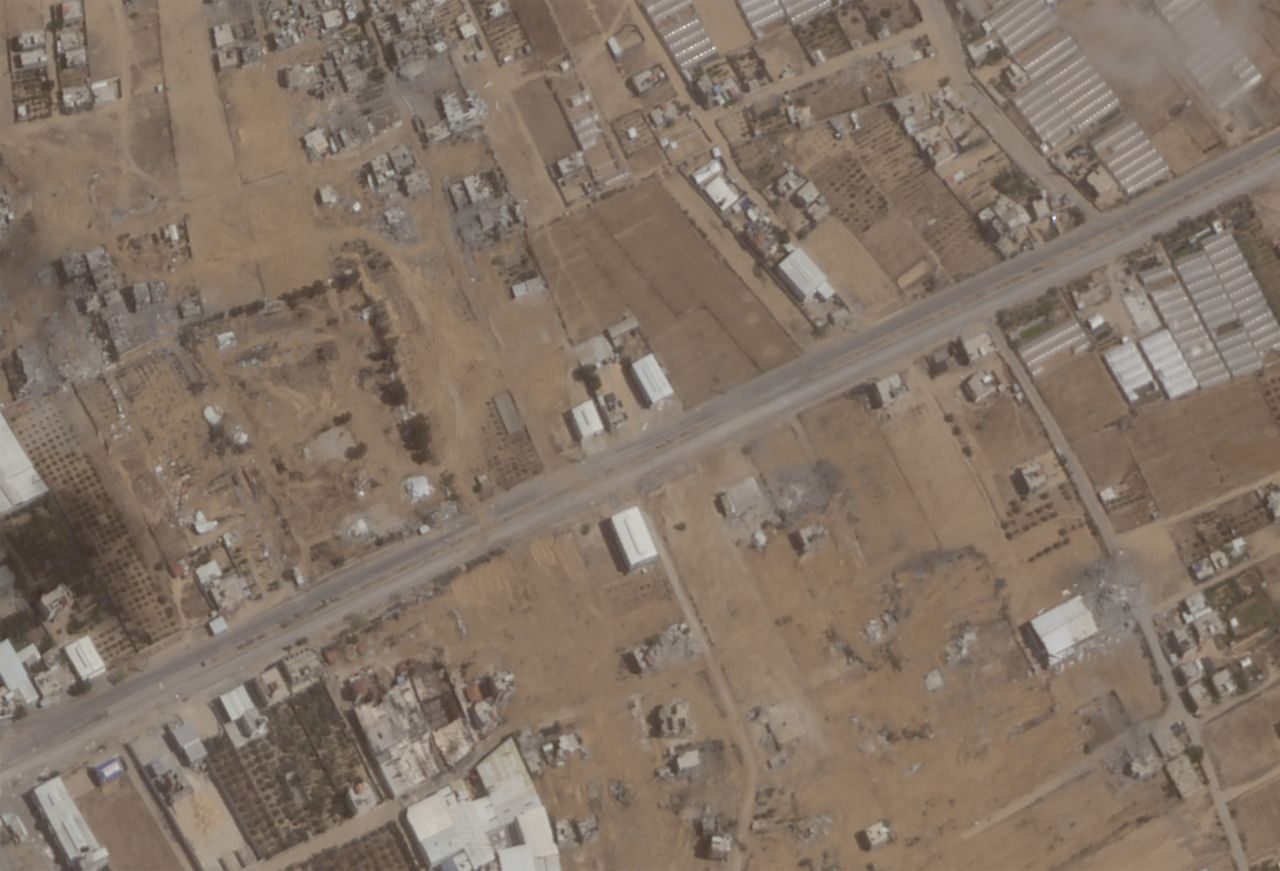 Bulldozed areas are seen in Rafah, Gaza, on May 15. 