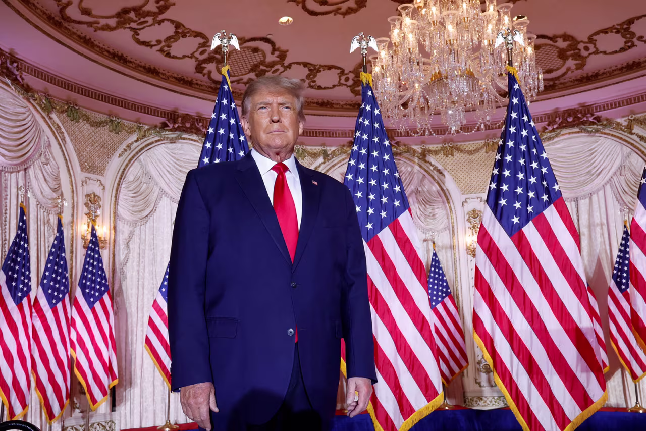 Former President Donald Trump arrives on stage to announce his plans to run for president during an event at his Mar-a-Lago estate in Palm Beach, Florida, on November 15. 