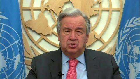 UN Secretary General António Guterres speaks in a video message on January 15.