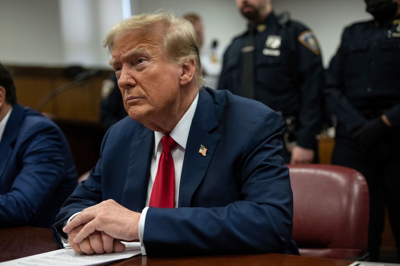 Former President Donald Trump appears at Manhattan criminal court May 16 before his trial in New York. 