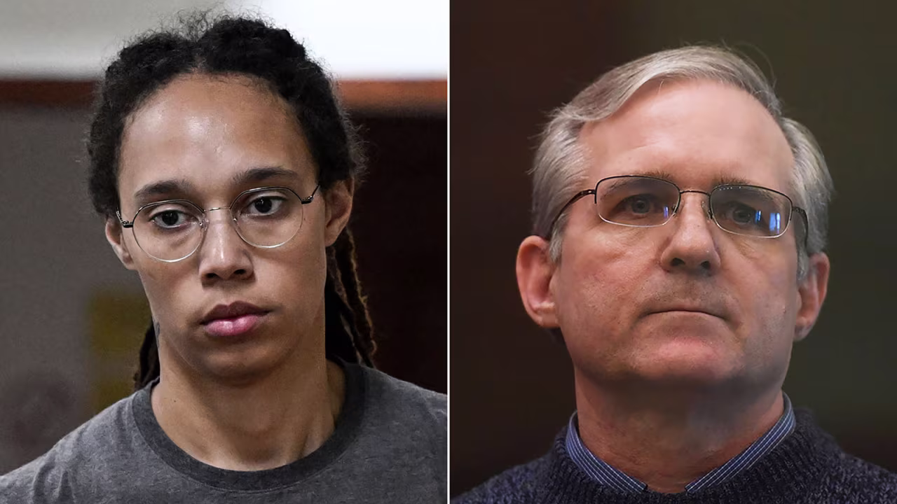 Brittney Griner, left, and Paul Whelan