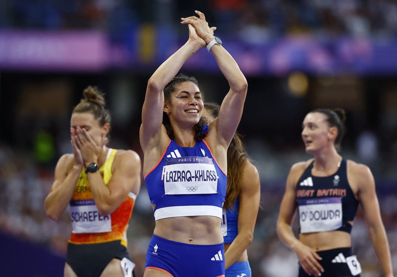 Auriana Lazraq-Khlass of France reacts after competing on Friday.