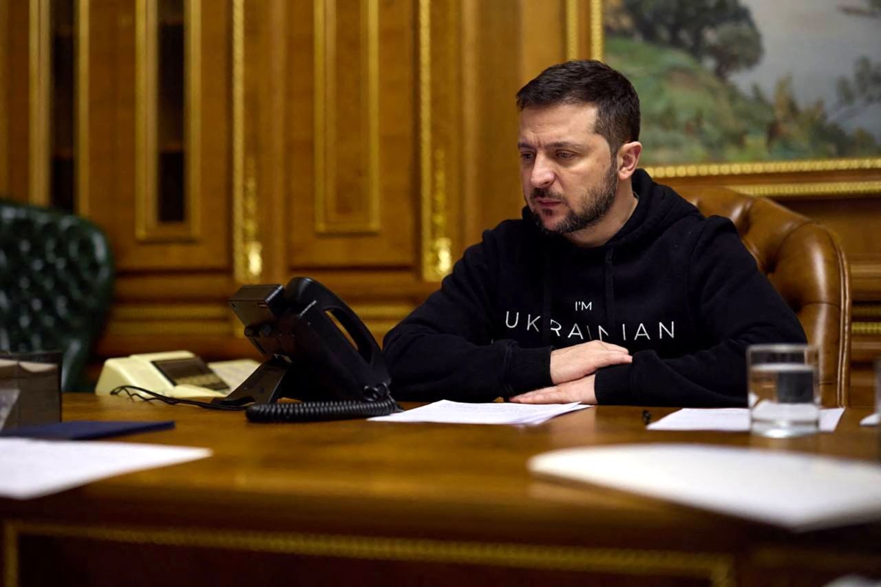 Volodymyr Zelenskiy speaks with India's Prime Minister Narendra Modi via phone line in Kyiv on December 26.