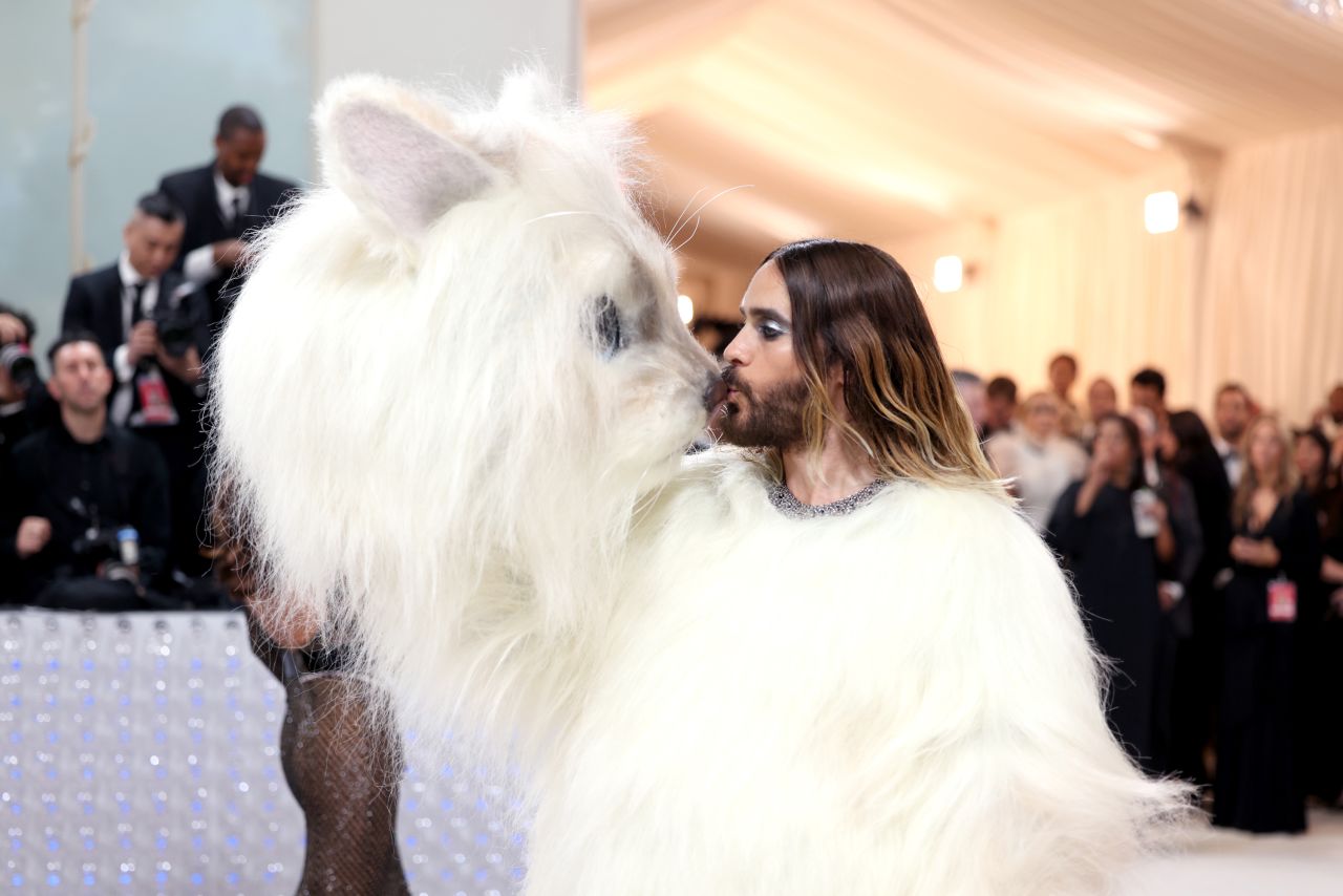 Jared Leto arrived at the Met Gala dressed as Karl Lagerfeld's cat, Choupette.