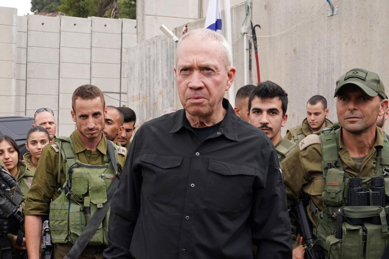 Yoav Gallant visits the 91st Division's base in northern Israel, on November 11.