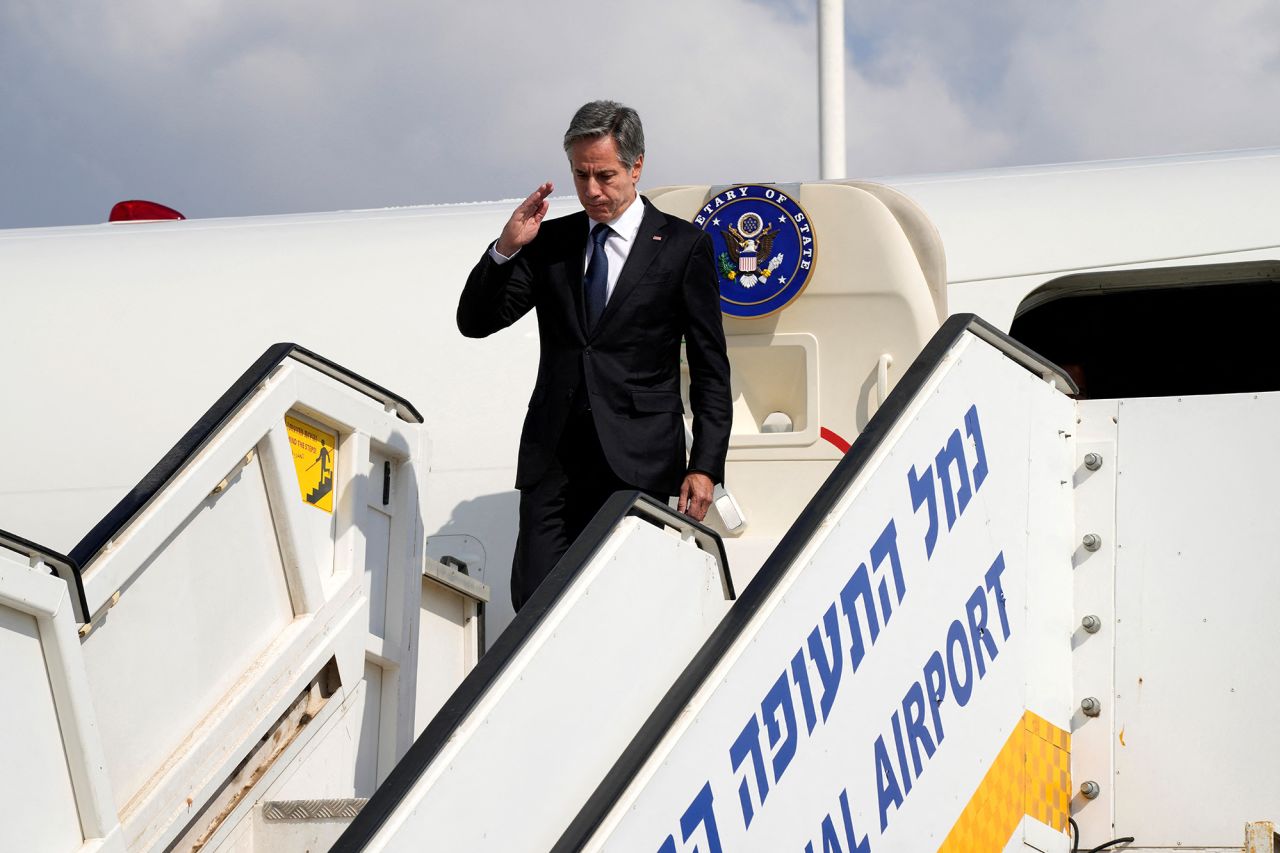 US Secretary of State Antony?Blinken?arrives at Ben Gurion Airport in Tel Aviv, Israel, on October 12.