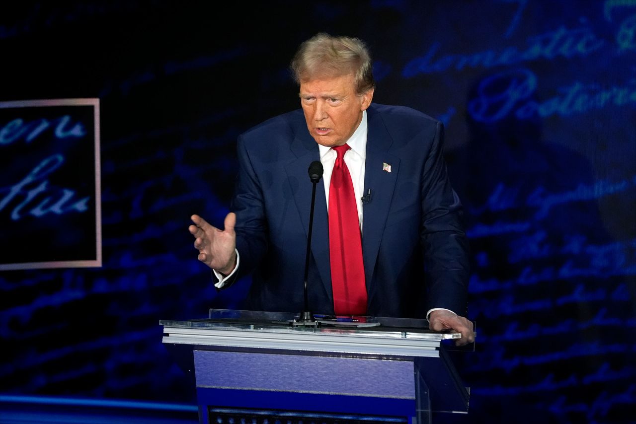 Former President Donald Trump speaks during the presidential debate.