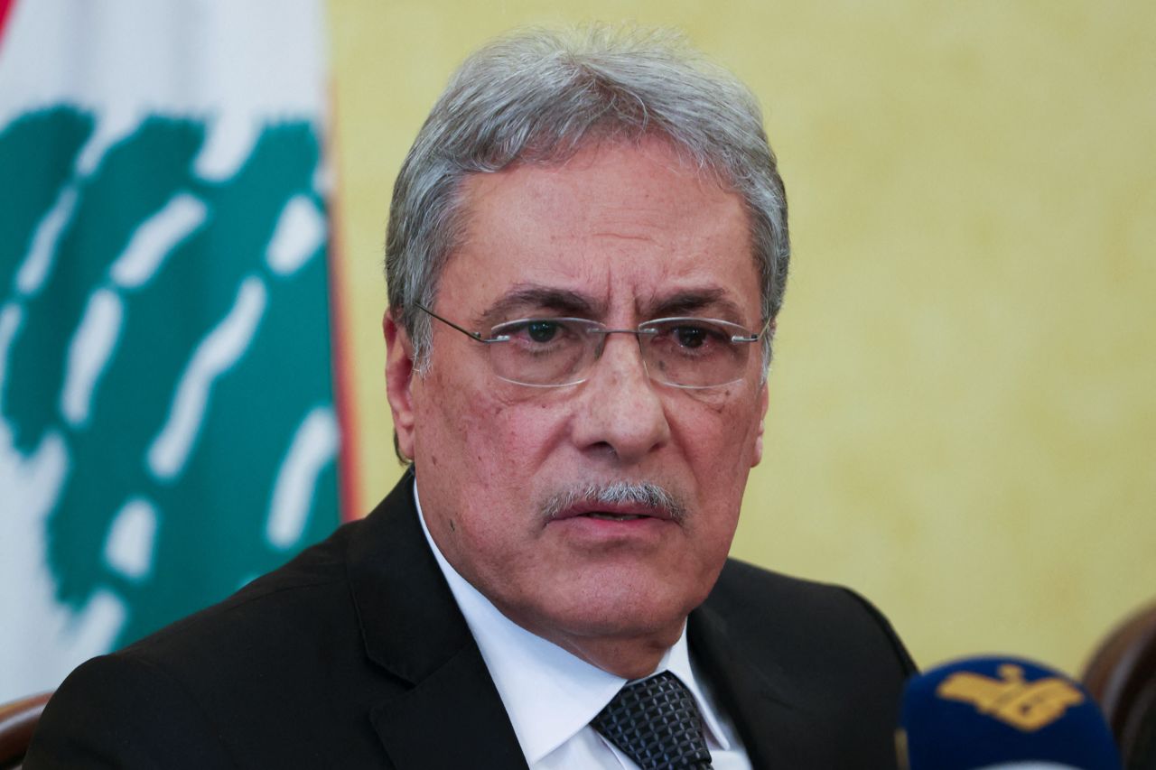 Henri Khoury speaks during a news conference in Beirut, Lebanon, on January 11, 2023.