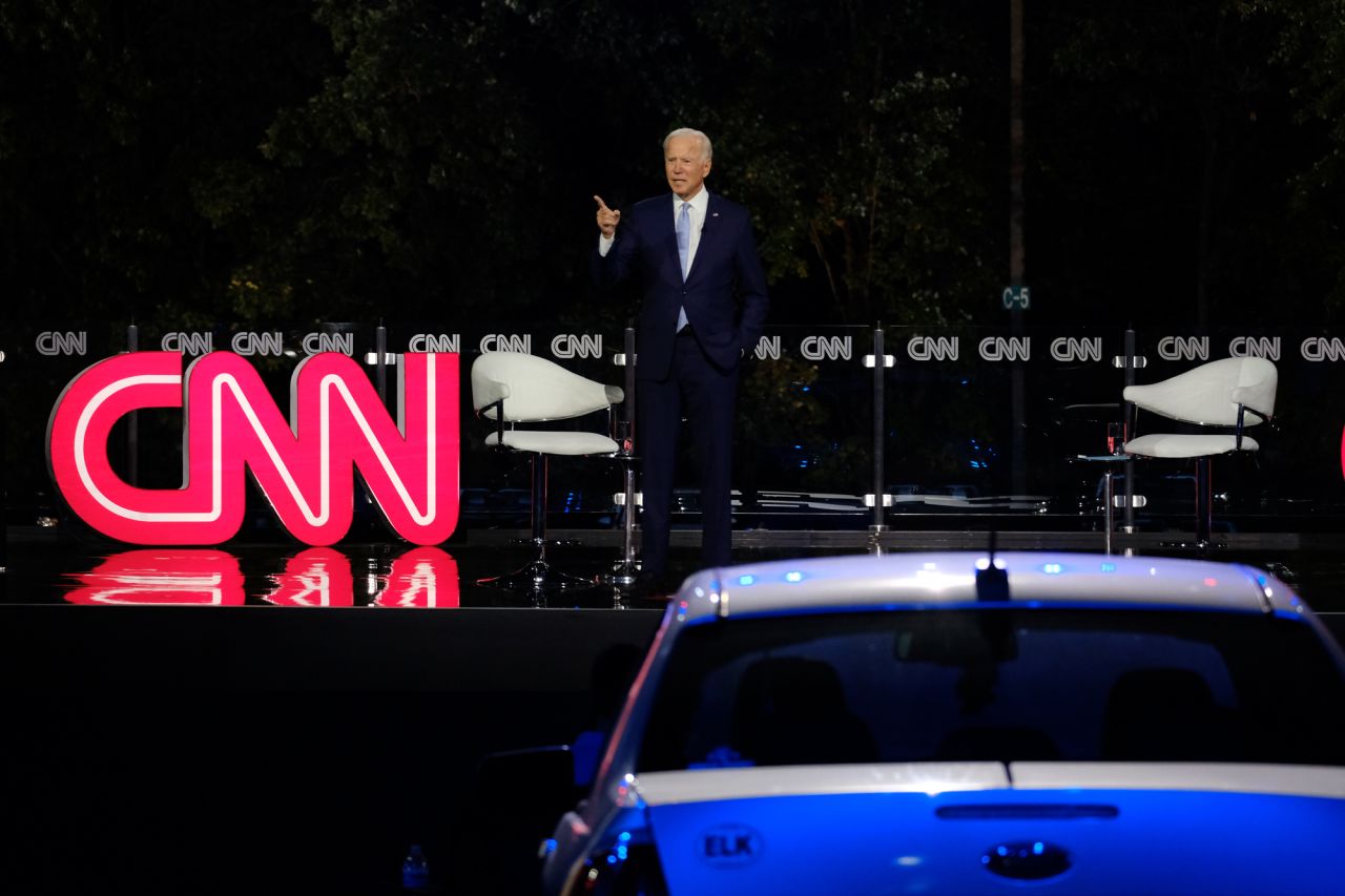 Democratic presidential nominee Joe Biden speaks at the CNN Presidential Town Hall in Scranton, Pennsylvania, on Thursday.