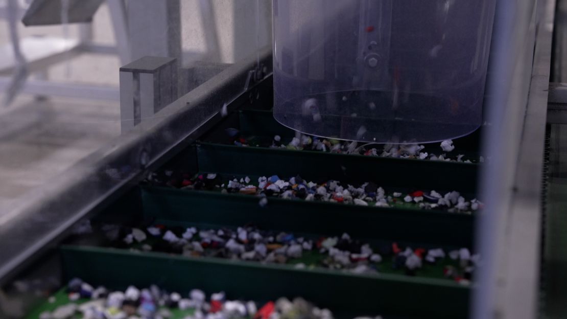 Part of FastFeetGrinded's recycling process involves breaking down various parts of a shoe into small particles that will get a second life in other products.