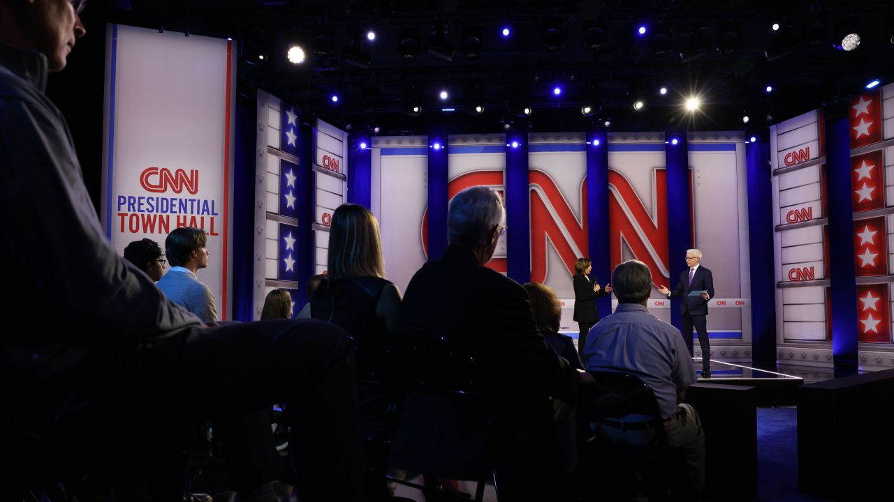 Vice President Kamala Harris participates in a CNN Presidential Town Hall moderated by CNN’s Anderson Cooper in Delaware County, Pennsylvania, on Wednesday, October 23.