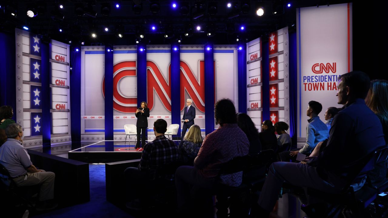 Vice President Kamala Harris answers a question during a CNN Presidential Town Hall moderated by CNN’s Anderson Cooper in Delaware County, Pennsylvania, on Wednesday, October 23.