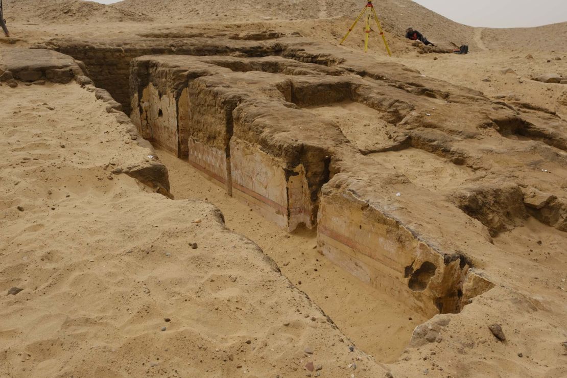 The outside of the large tomb in Dahshur, some 25 miles south of Cairo