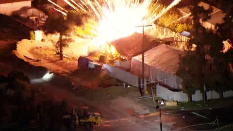 A Los Angeles home suspected of containing dangerous chemicals used to make fireworks exploded after firefighters attempted a controlled burn of it. An earlier explosion in the home critically injured one man and displaced dozens of families in the area.