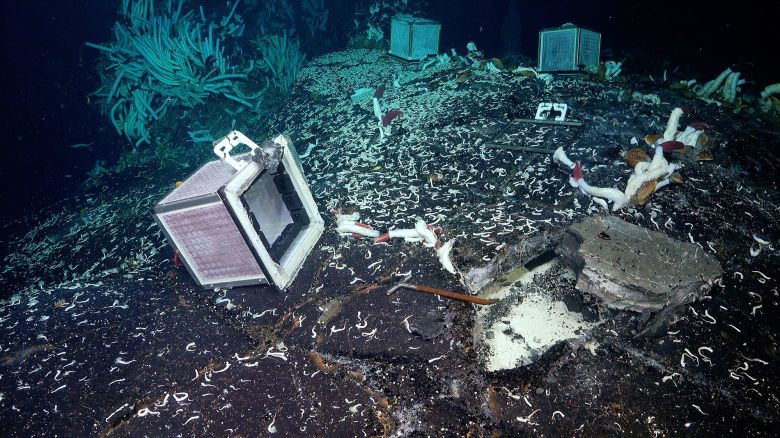 Experiments code-named "Mesh Box Staining Gadgets" are sealed to the seafloor at the Tica Vent, a site on the East Pacific Rise 2,500 meters deep. These experiments tested the theory of species dispersal through cracks in the Earth's crust.


All visual assets (Image, videos, etc) can only be used is stated by creative commons Attribution-NonCommercial-ShareAlike 
CC BY-NC-SA 

Attribution — You must give appropriate credit, provide a link to the license, and indicate if changes were made. You may do so in any reasonable manner, but not in any way that suggests the licensor endorses you or your use.

NonCommercial — You may not use the material for commercial purposes.

ShareAlike — If you remix, transform, or build upon the material, you must distribute your contributions under the same license as the original. 

https://creativecommons.org/licenses/by-nc-sa/4.0/