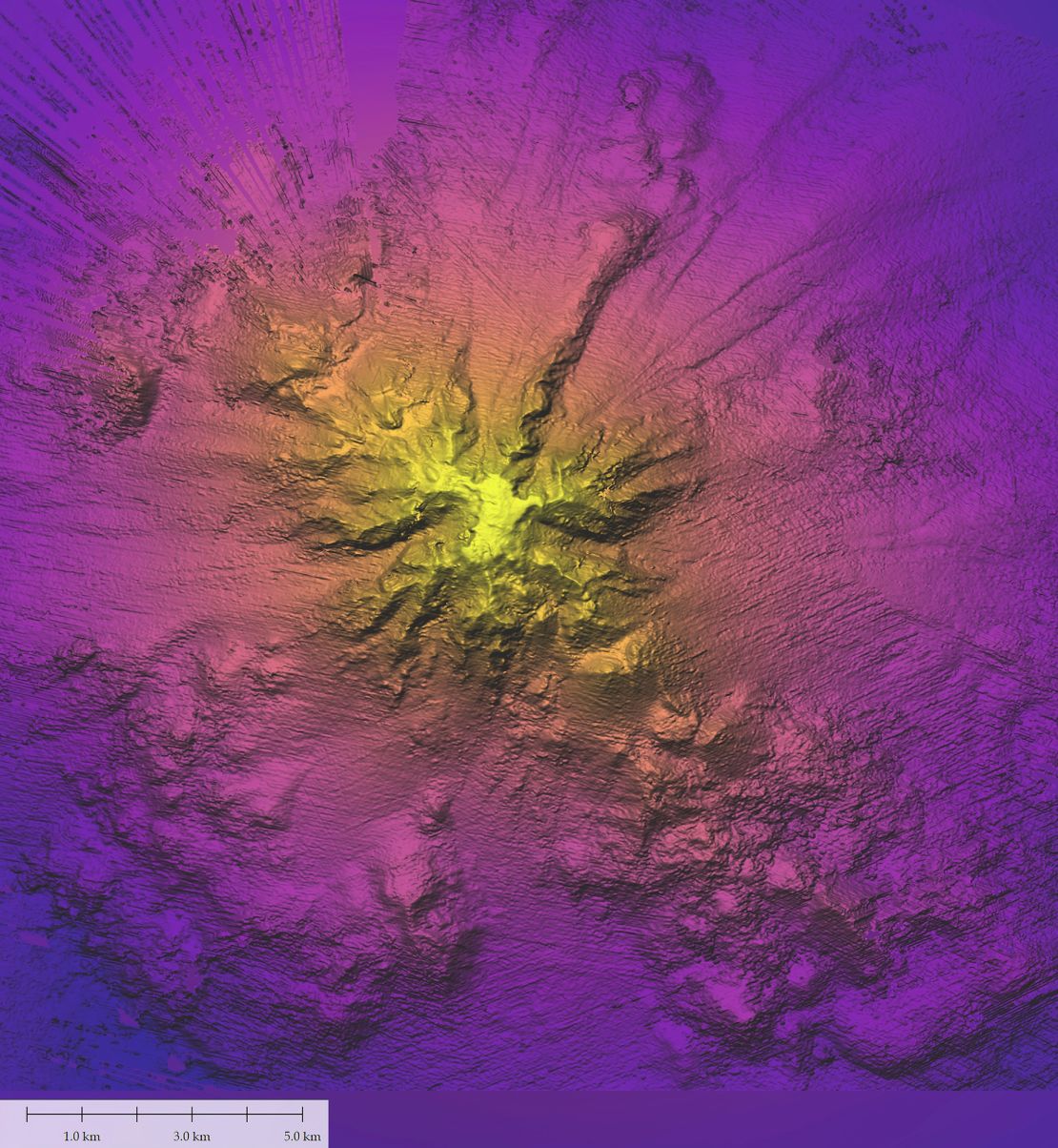 The seamount covers an area of about 70 square kilometers.